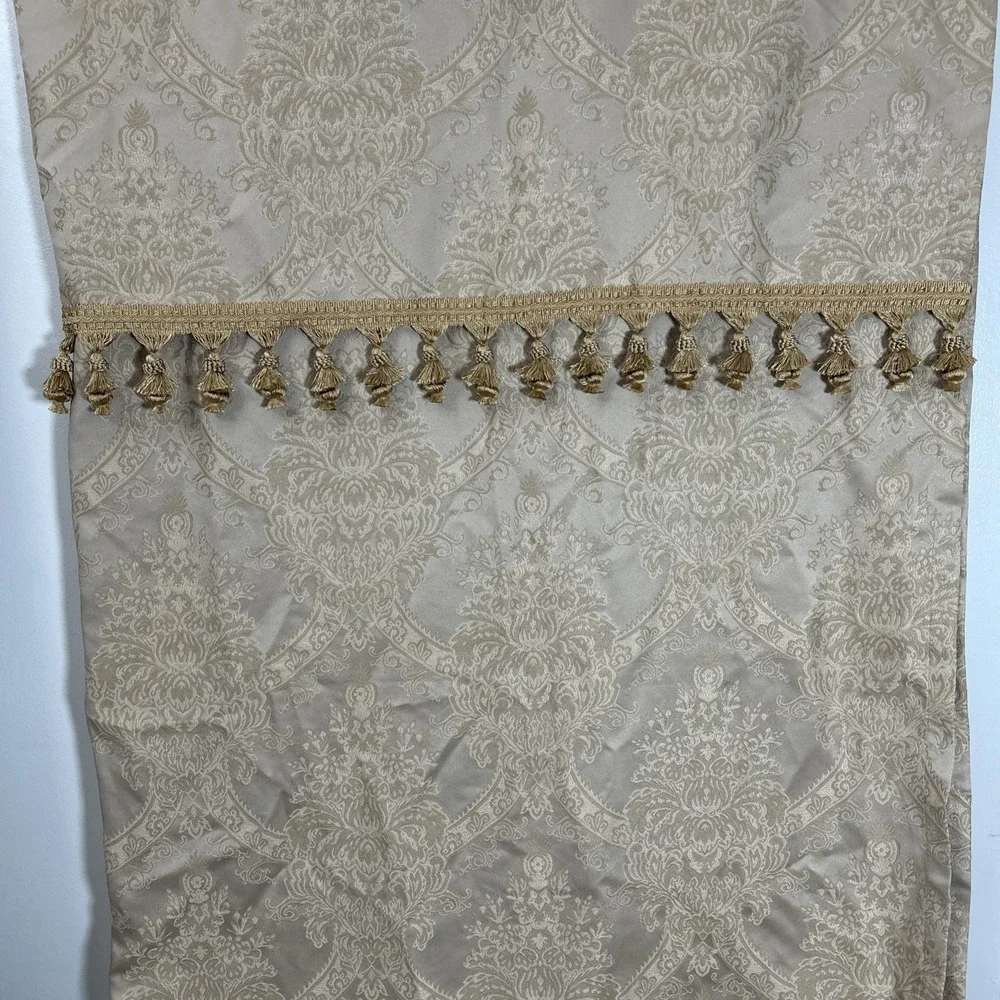 CROSCILL CARLISLE GOLD FABRIC SHOWER CURTAIN 70 X 73‎ VALANCE FRINGES 1414